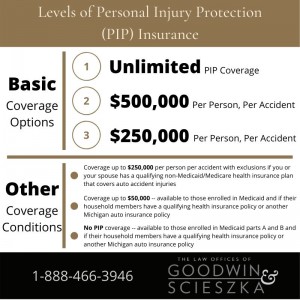 Levels of personal injury protection auto insurance in Michigan