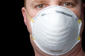 Man wearing N95 protective mask