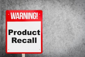 Sign saying Warning! Product Recall