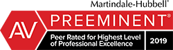 Preeminent Peer Rated for Highest Level of Professional Excellence 2019