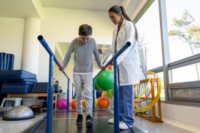 Child undergoing physical therapy