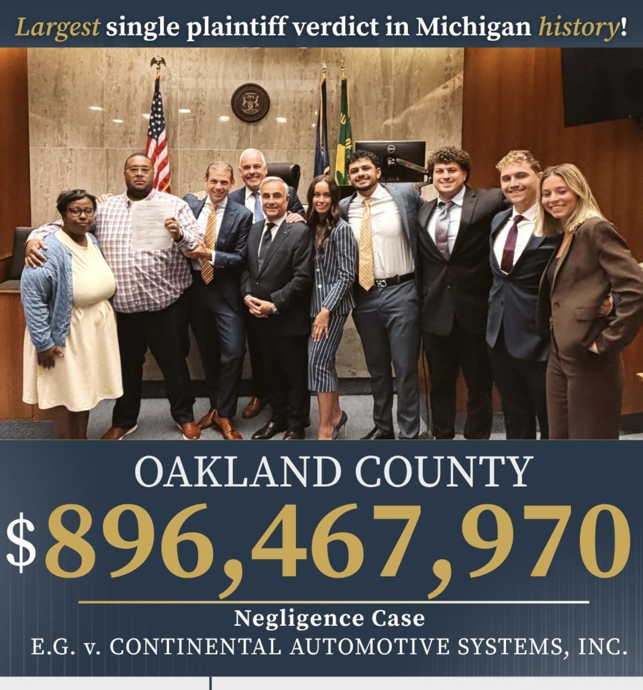 Largest single plaintiff verdict in Michigan history!